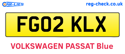 FG02KLX are the vehicle registration plates.