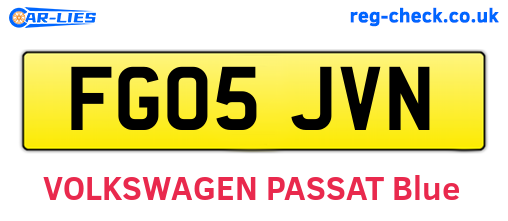 FG05JVN are the vehicle registration plates.