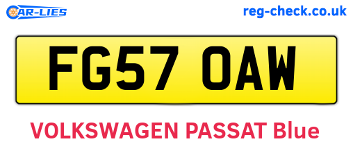 FG57OAW are the vehicle registration plates.