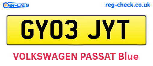 GY03JYT are the vehicle registration plates.
