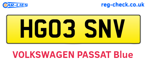 HG03SNV are the vehicle registration plates.