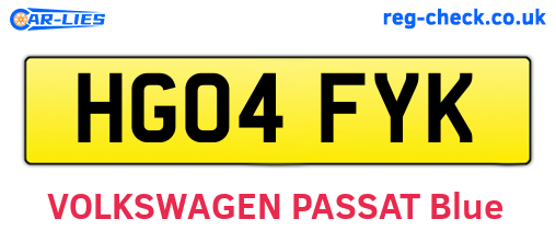 HG04FYK are the vehicle registration plates.