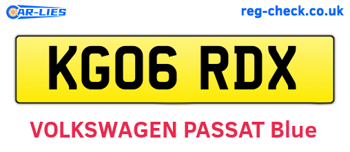 KG06RDX are the vehicle registration plates.