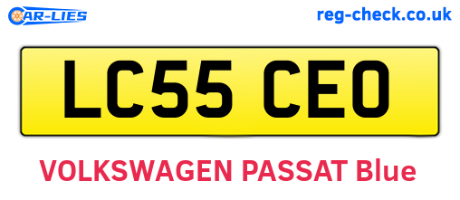 LC55CEO are the vehicle registration plates.