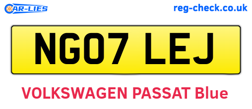 NG07LEJ are the vehicle registration plates.