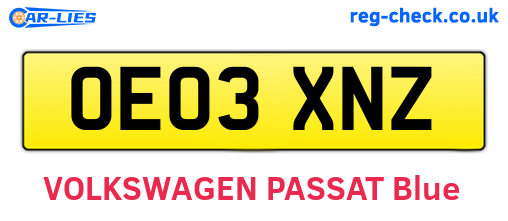 OE03XNZ are the vehicle registration plates.