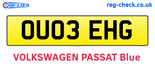 OU03EHG are the vehicle registration plates.