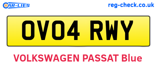 OV04RWY are the vehicle registration plates.