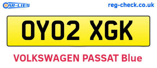 OY02XGK are the vehicle registration plates.
