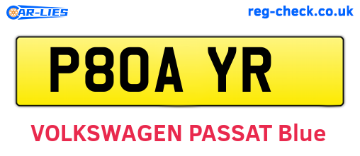 P80AYR are the vehicle registration plates.
