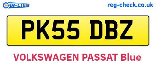 PK55DBZ are the vehicle registration plates.