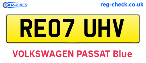 RE07UHV are the vehicle registration plates.