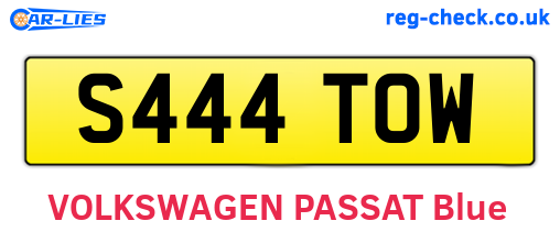 S444TOW are the vehicle registration plates.