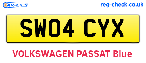 SW04CYX are the vehicle registration plates.