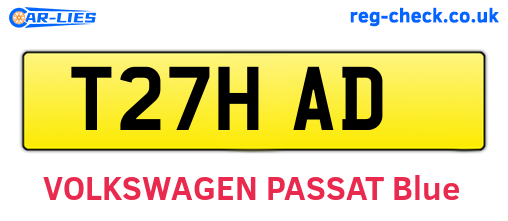 T27HAD are the vehicle registration plates.