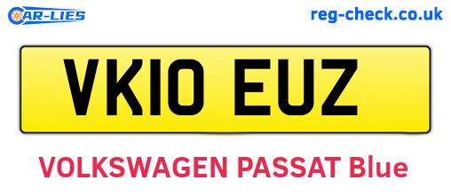 VK10EUZ are the vehicle registration plates.