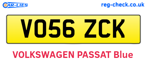 VO56ZCK are the vehicle registration plates.