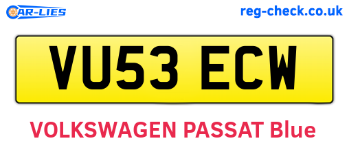 VU53ECW are the vehicle registration plates.
