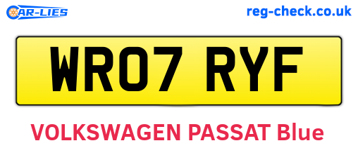 WR07RYF are the vehicle registration plates.