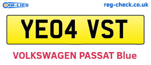 YE04VST are the vehicle registration plates.