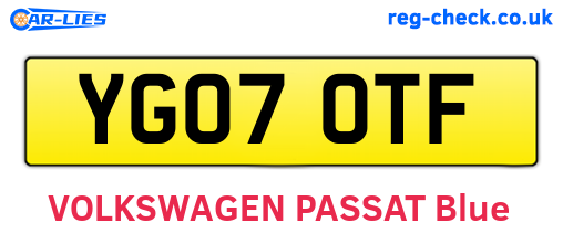 YG07OTF are the vehicle registration plates.