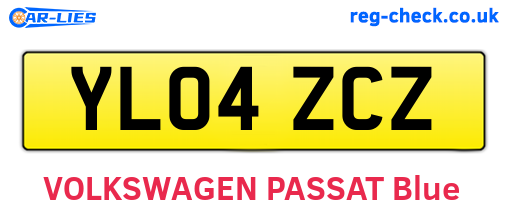 YL04ZCZ are the vehicle registration plates.
