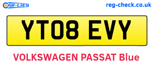 YT08EVY are the vehicle registration plates.