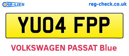 YU04FPP are the vehicle registration plates.