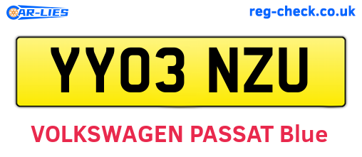 YY03NZU are the vehicle registration plates.