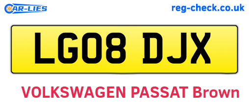 LG08DJX are the vehicle registration plates.
