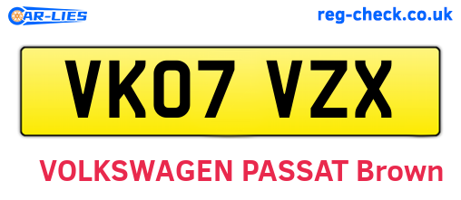 VK07VZX are the vehicle registration plates.