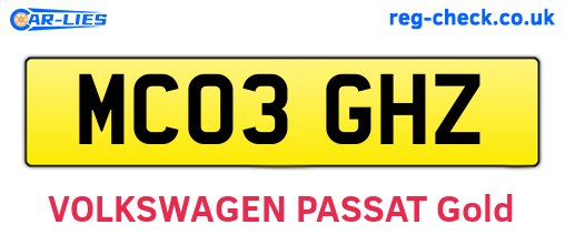 MC03GHZ are the vehicle registration plates.