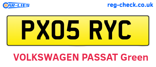 PX05RYC are the vehicle registration plates.