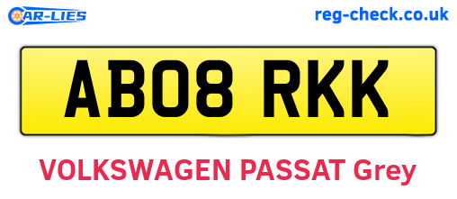AB08RKK are the vehicle registration plates.