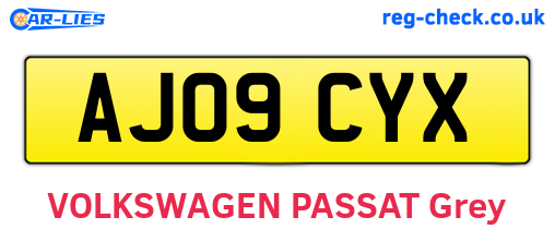 AJ09CYX are the vehicle registration plates.