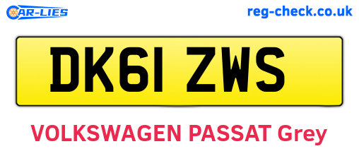 DK61ZWS are the vehicle registration plates.