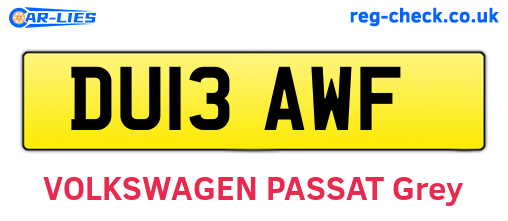 DU13AWF are the vehicle registration plates.