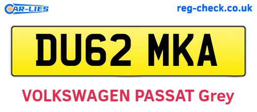 DU62MKA are the vehicle registration plates.