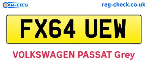 FX64UEW are the vehicle registration plates.