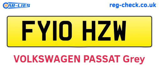FY10HZW are the vehicle registration plates.