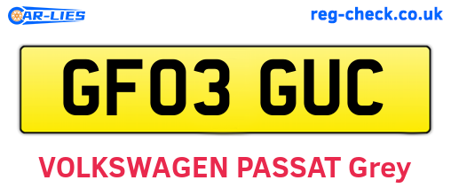 GF03GUC are the vehicle registration plates.