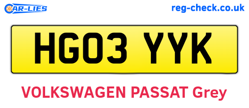HG03YYK are the vehicle registration plates.