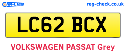 LC62BCX are the vehicle registration plates.