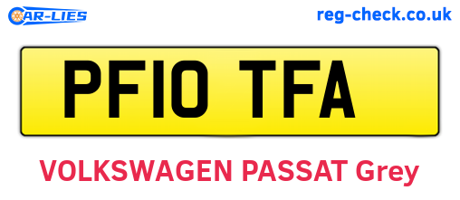 PF10TFA are the vehicle registration plates.