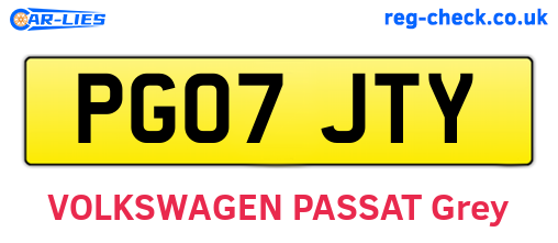 PG07JTY are the vehicle registration plates.