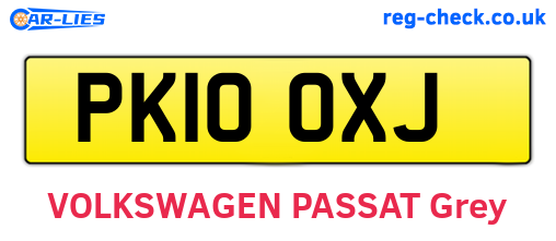 PK10OXJ are the vehicle registration plates.