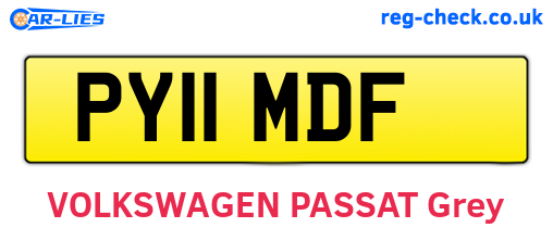PY11MDF are the vehicle registration plates.
