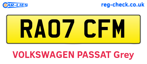 RA07CFM are the vehicle registration plates.