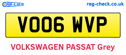 VO06WVP are the vehicle registration plates.