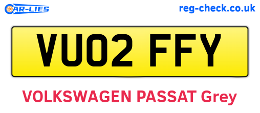 VU02FFY are the vehicle registration plates.